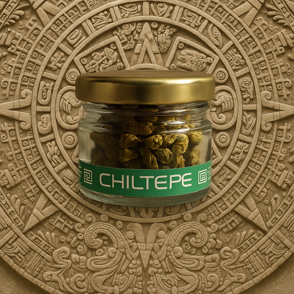 Pequeños chiles chiltepe rojos, frescos y redondos, típicos de Guatemala.